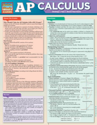 Ap Calculus (Quick Study Academic) – Pamphlet By BarCharts, Inc. – GOOD