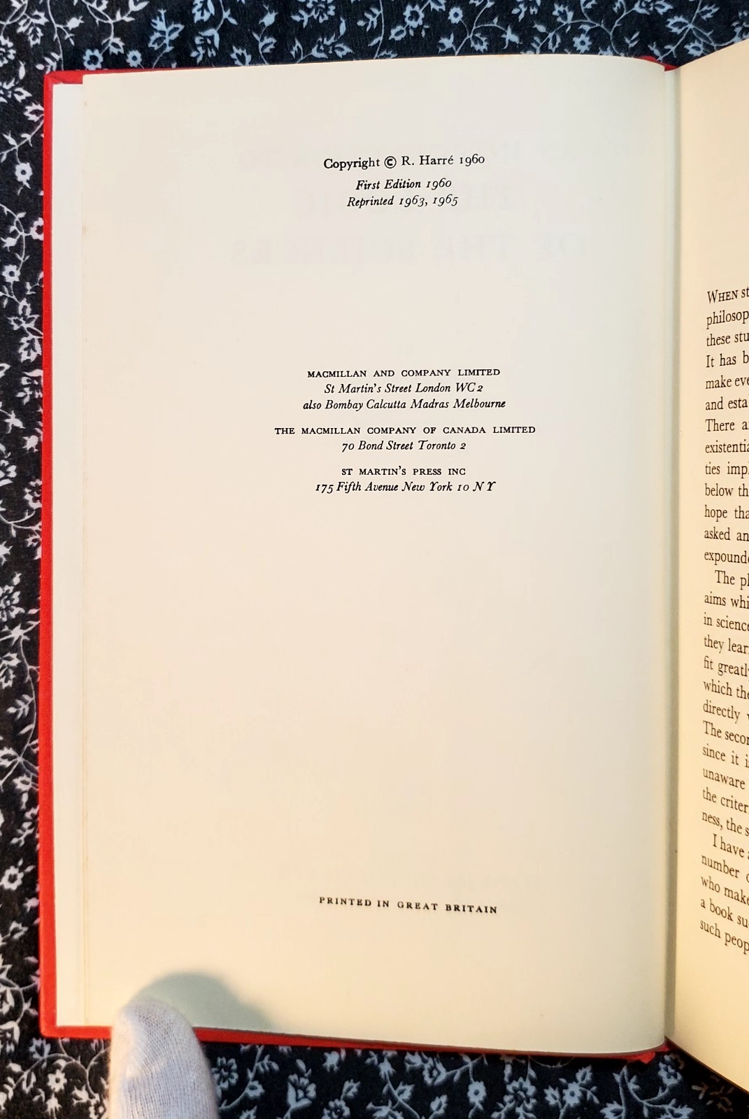 An Introduction To The Logic Of The Sciences R Harre, 1965, HC/DJ