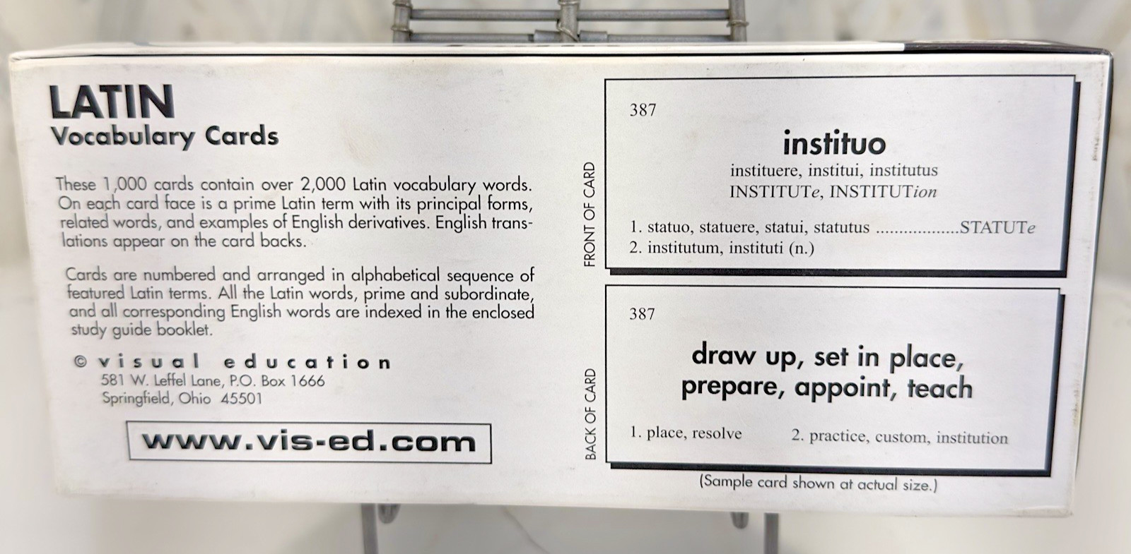 Vis-Ed Latin Vocabulary Academic Study Card Set_Latin Vocab Flashcards_Study Aid