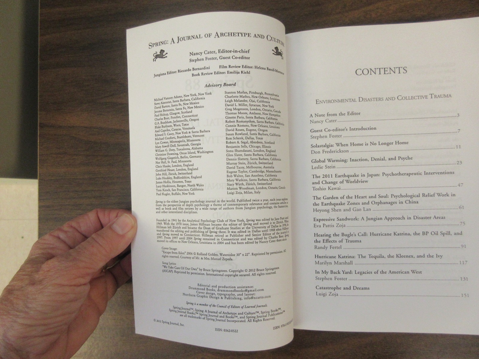 SPRING JOURNAL, VOL 88 WINTER 2012, Environmental Disasters