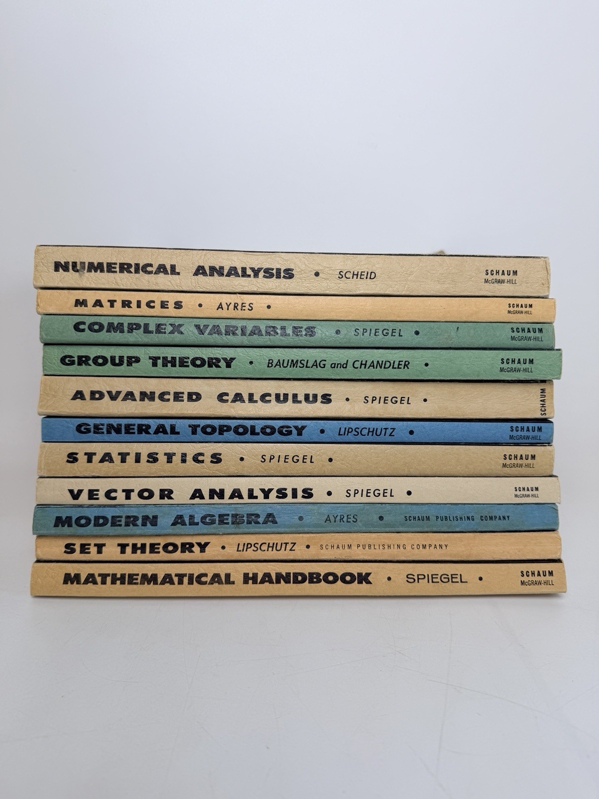 Vintage Lot of 11 Schaum’s Outline Series Mixed Theory & Problems Math PB- Good