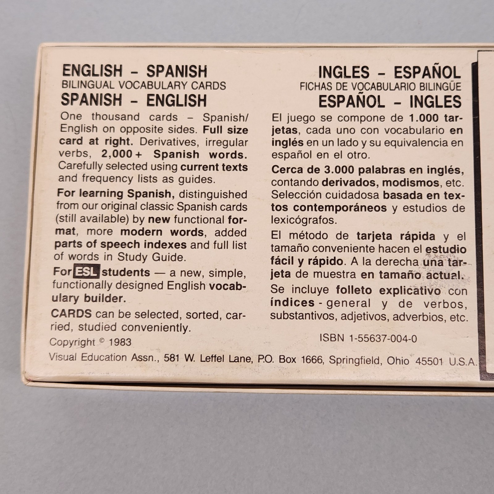 Bilingual Spanish-English Vocabulary Cards (Vis-Ed) Box of 1000