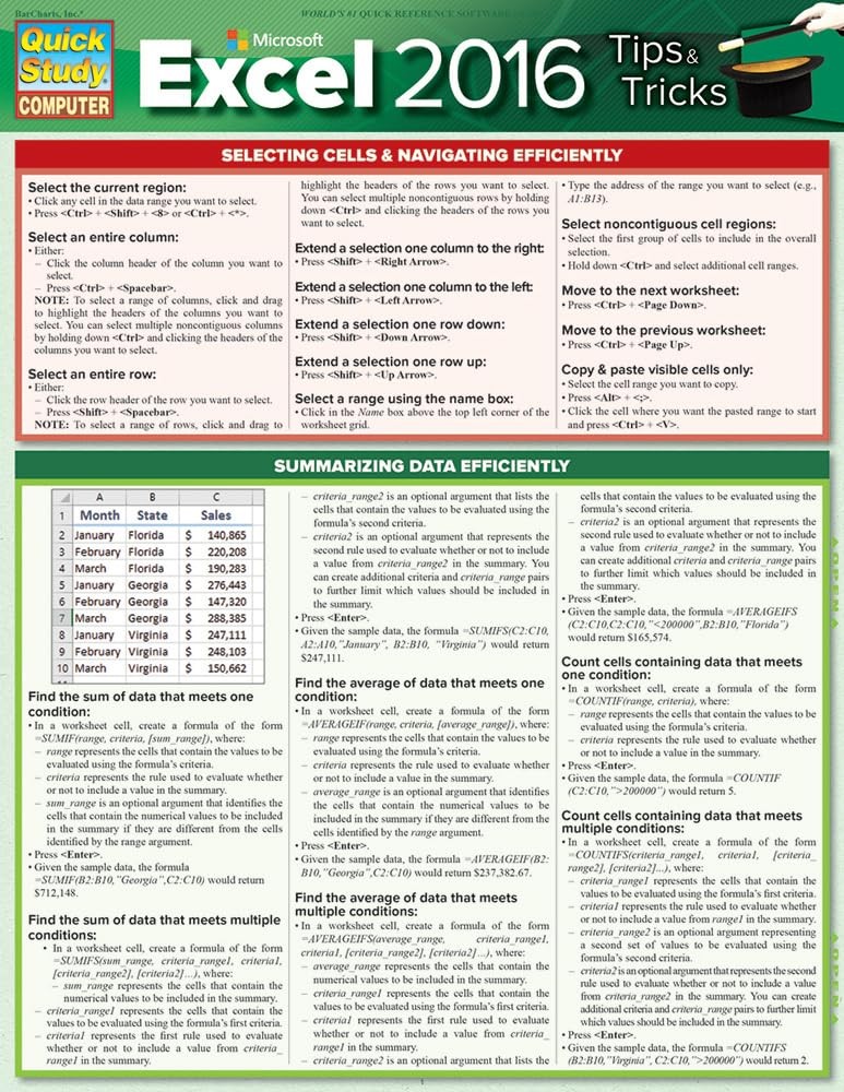 Microsoft Excel 2016 Tips & Tricks (Quick Study Computer)