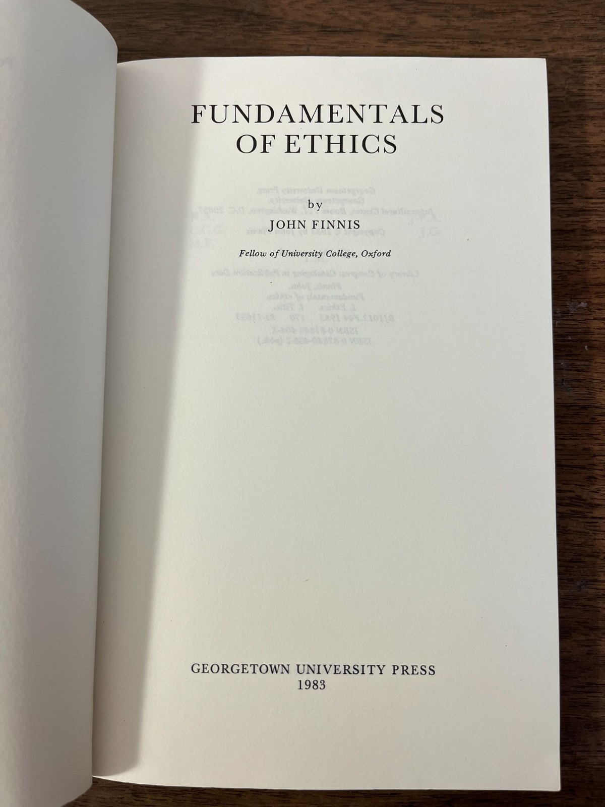 FUNDAMENTALS OF ETHICS John Finnis MORAL PHILOSOPHY